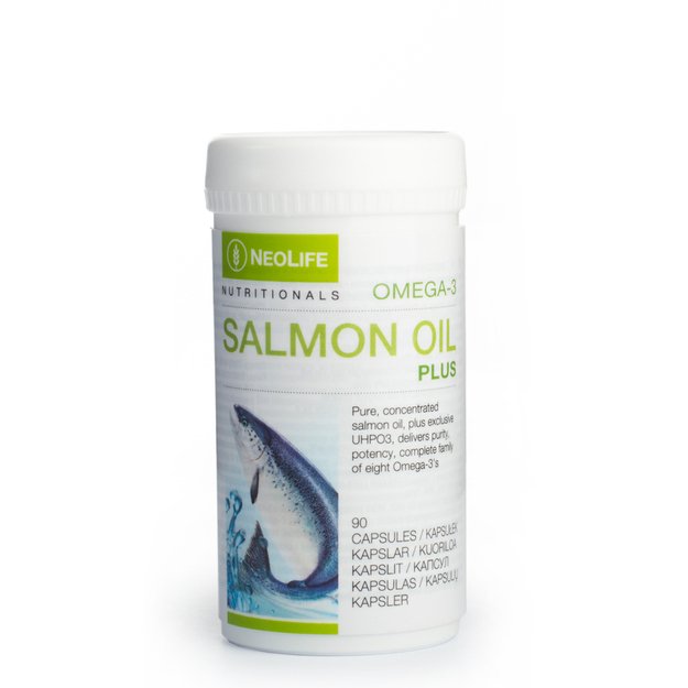 Omega-3 Salmon Oil Plus“, žuvies taukų maisto papildas, 90kap